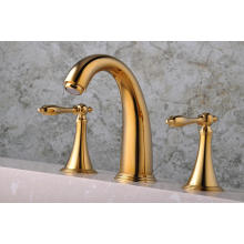 Q30213G Gold Plated Three Holes 8" Basin Faucet